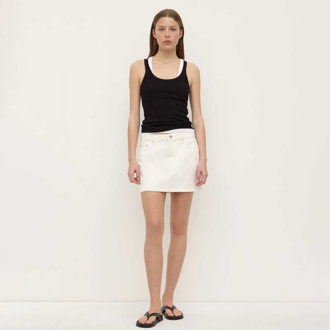 Callista Denim Mini Skirt | Vintage White