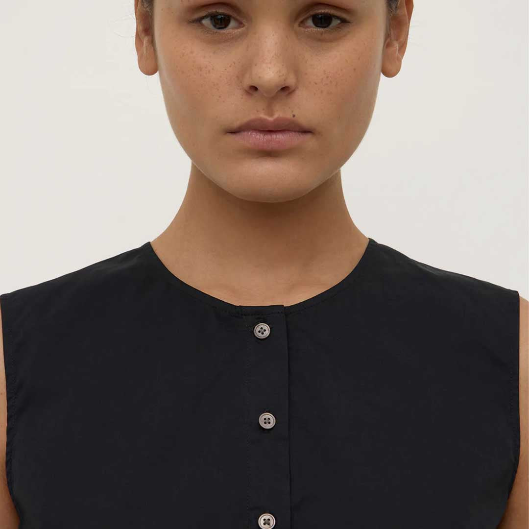 Cherri Button Front Top | Black