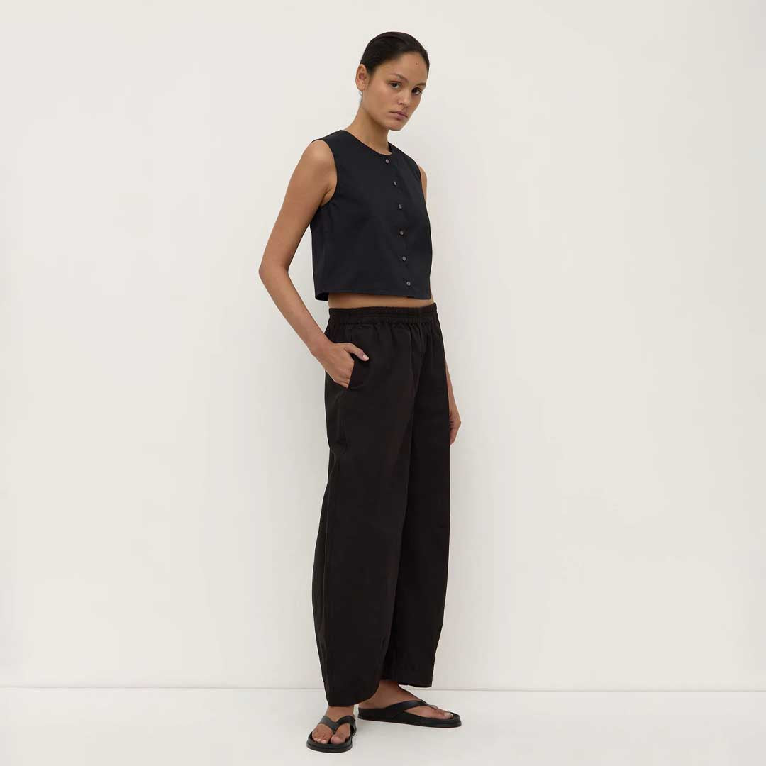 Cherri Button Front Top | Black