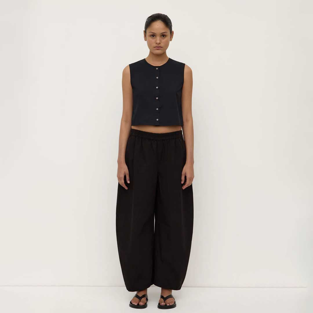 Cherri Button Front Top | Black