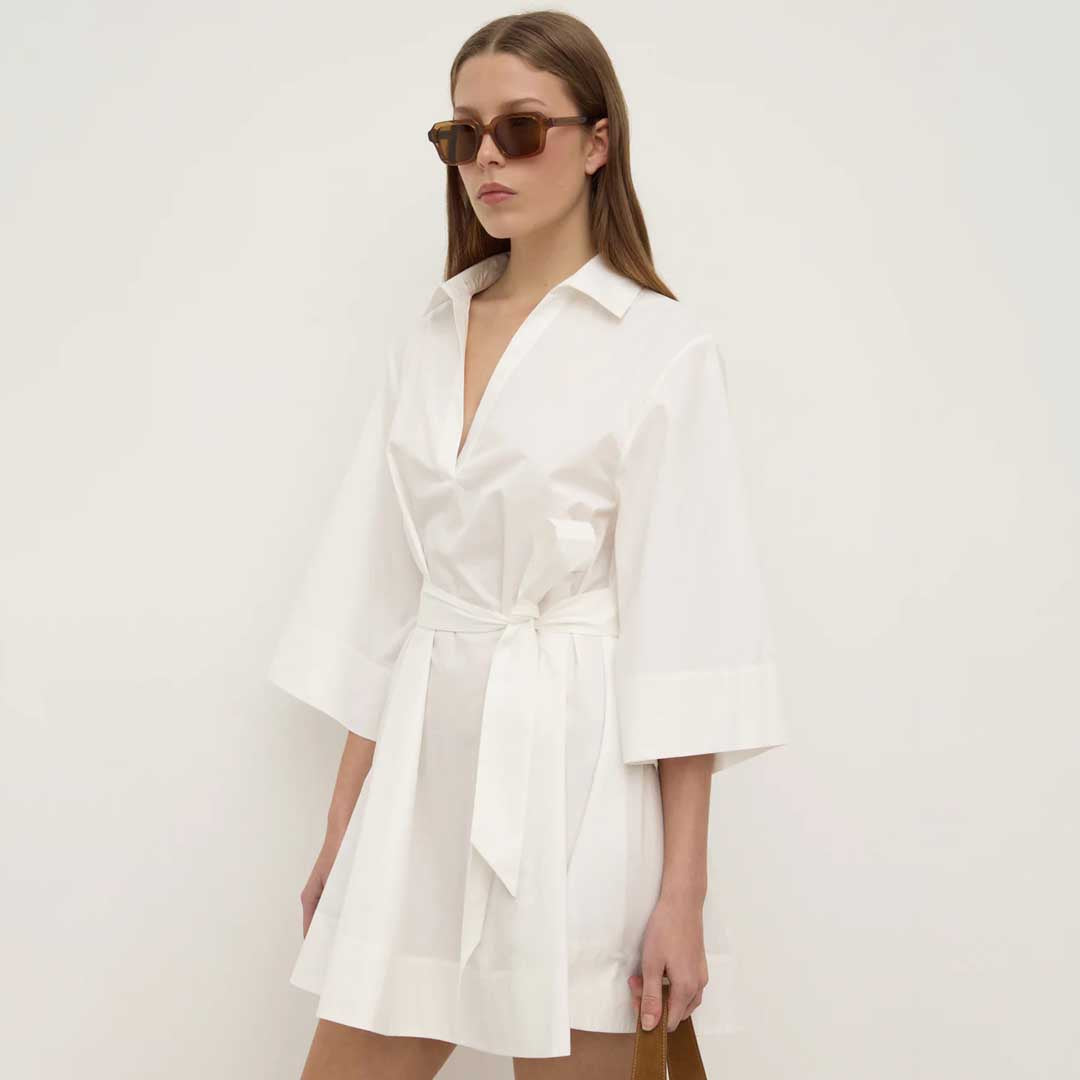Claire Mini Shirt Dress | White