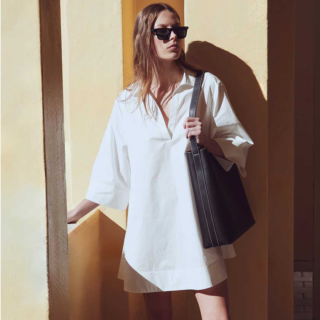 Claire Mini Shirt Dress | White