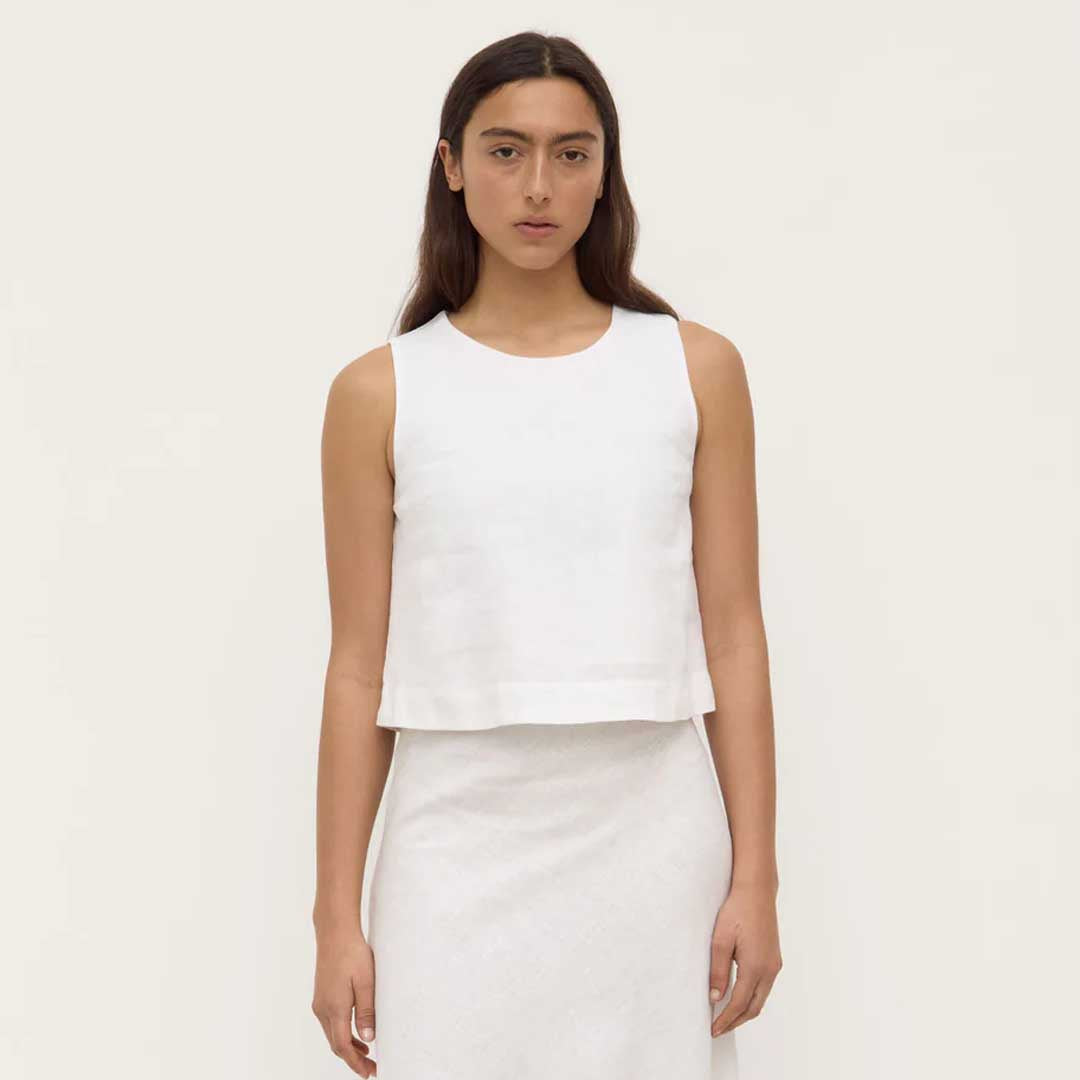 Estelle Linen Top | White