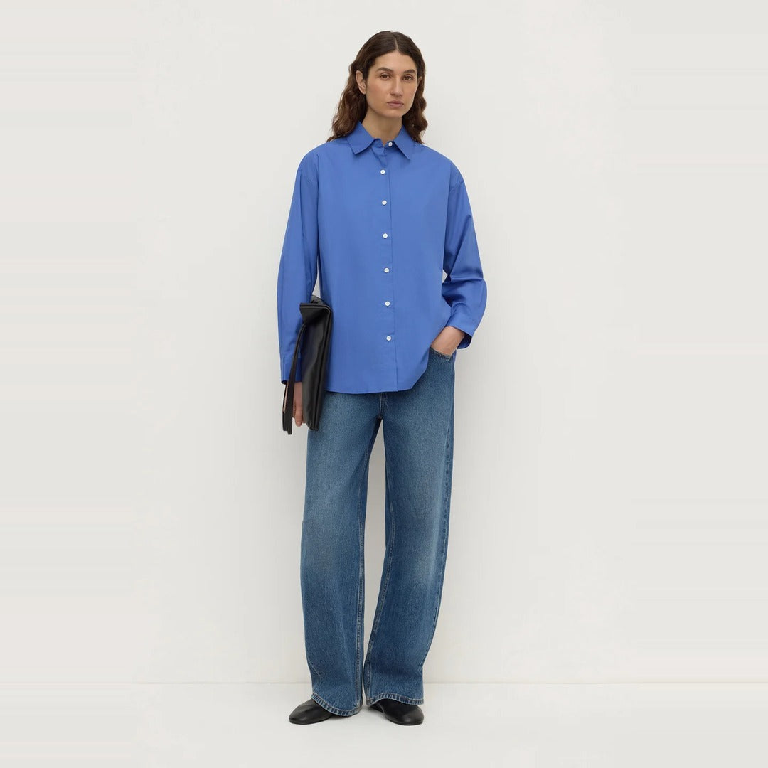 Micha Poplin Long Sleeve Shirt | New Blue