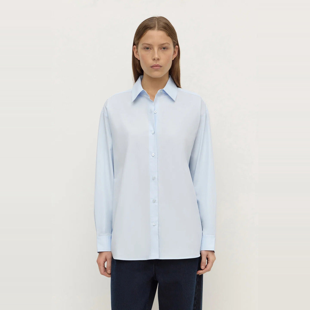 Micha Poplin Long Sleeve Shirt | Powder Blue