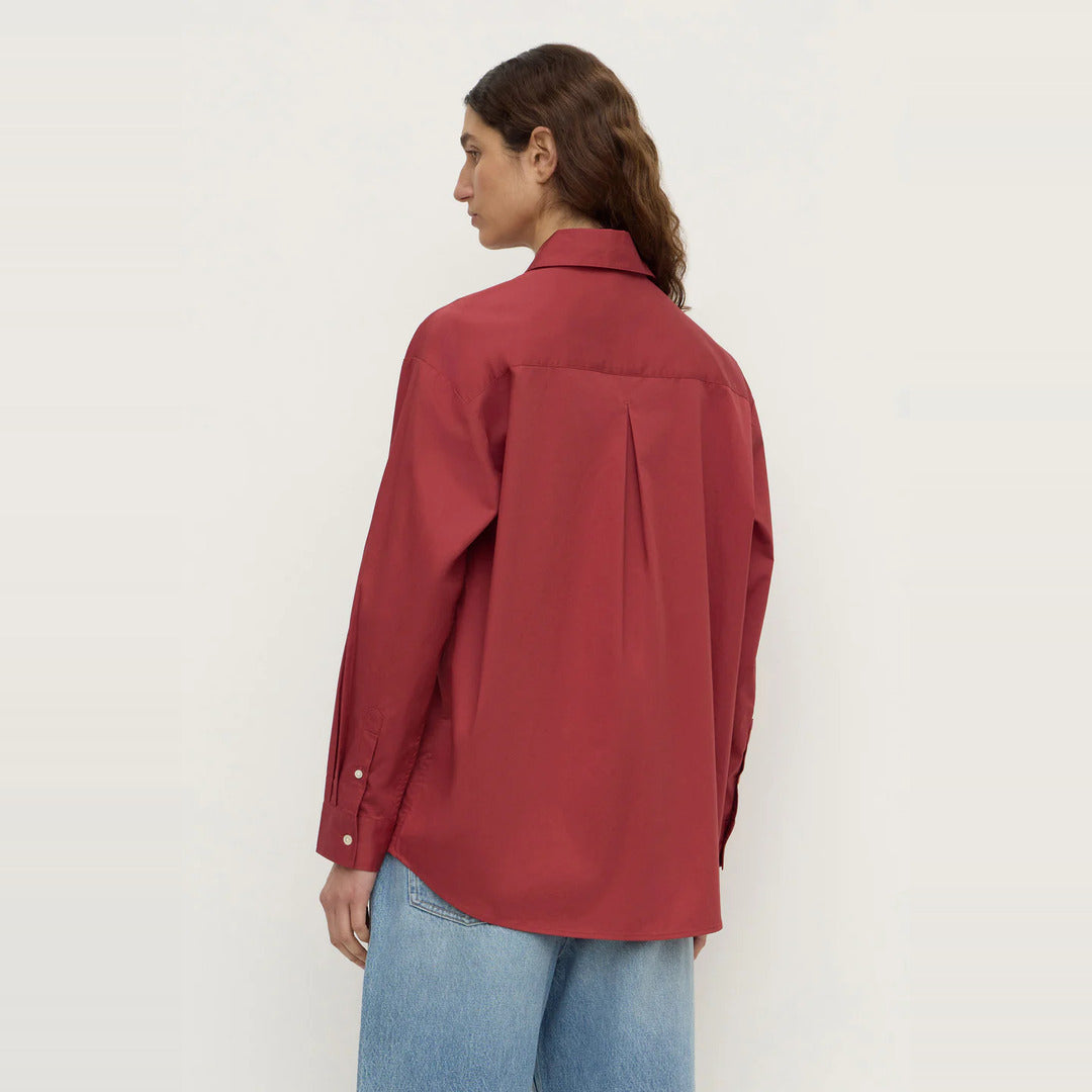 Micha Poplin Long Sleeve Shirt | Raisin