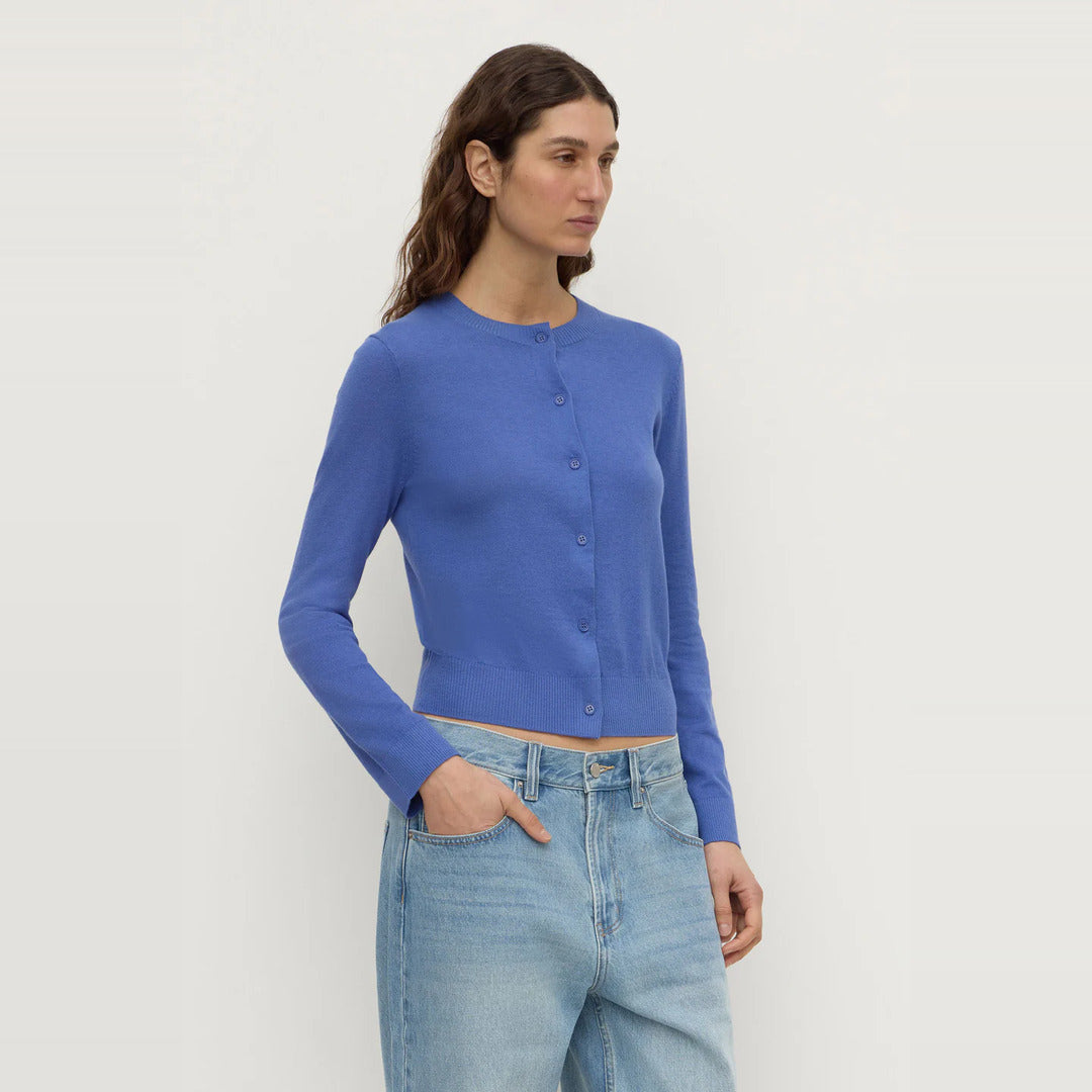Orina Cotton Cashmere Cardigan | New Blue