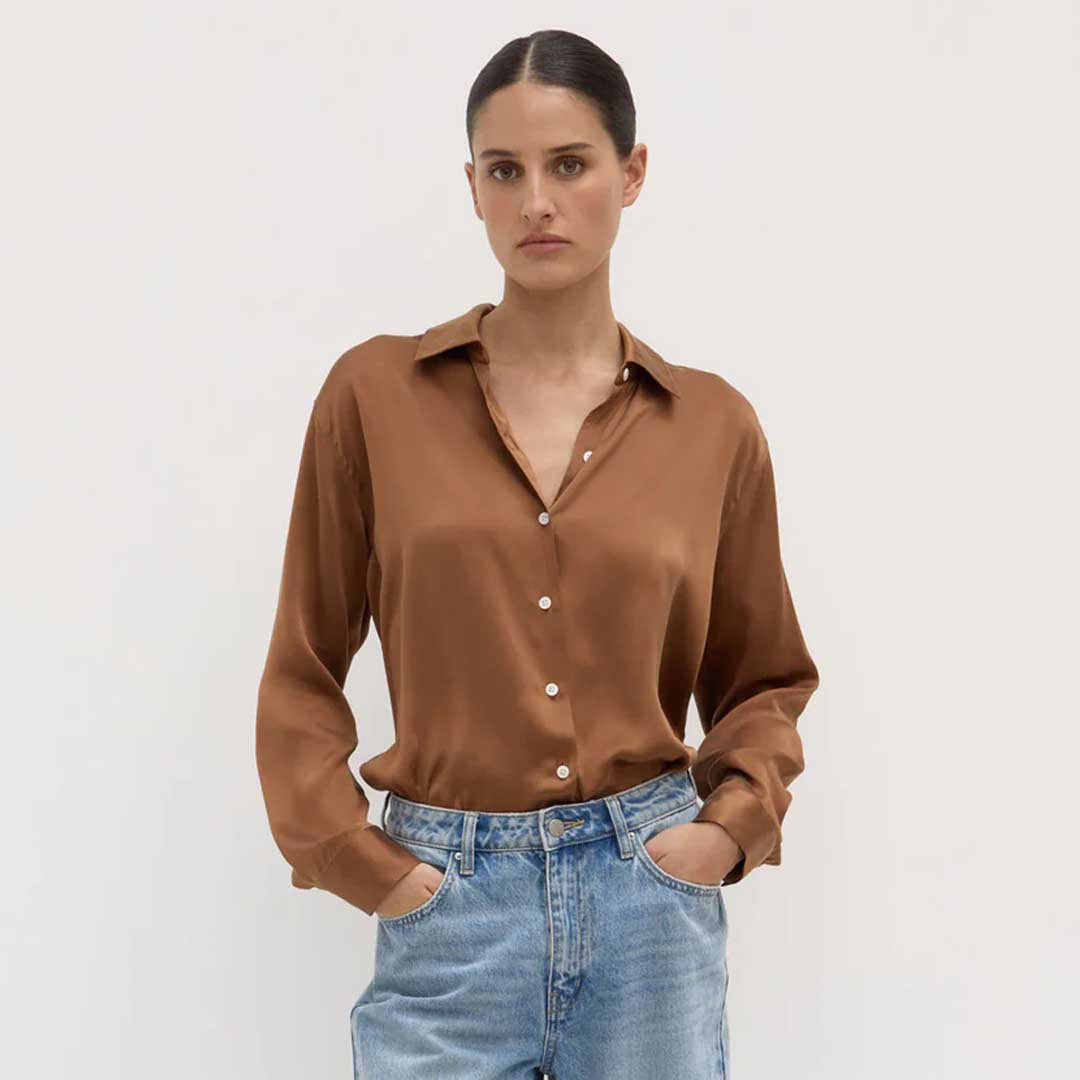 Pippa Silk Shirt | Bronze