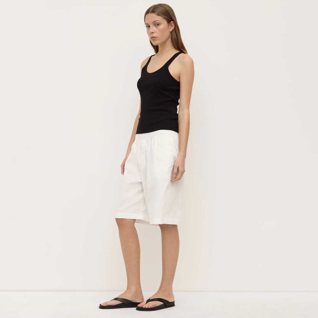 Riley Poplin Short | White