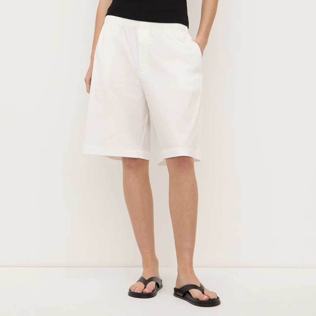 Riley Poplin Short | White