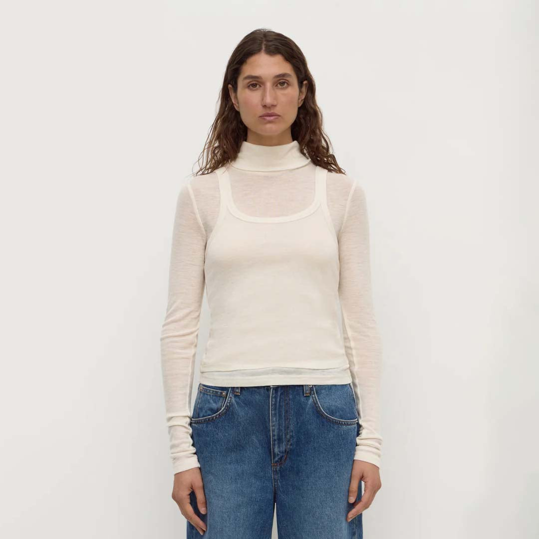 Nora Merino Wool Layered Turtleneck | Snow