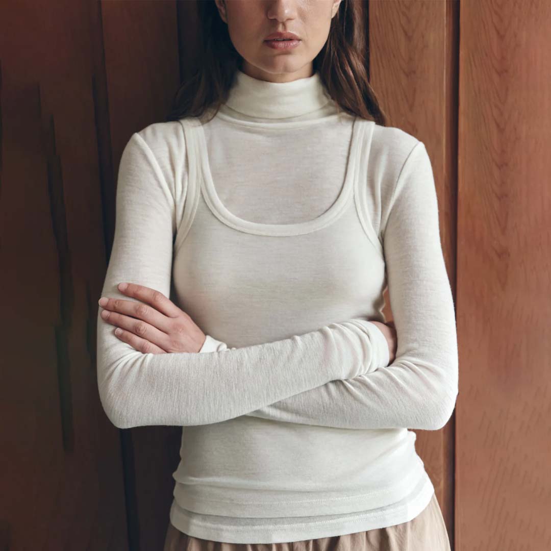 Nora Merino Wool Layered Turtleneck | Snow