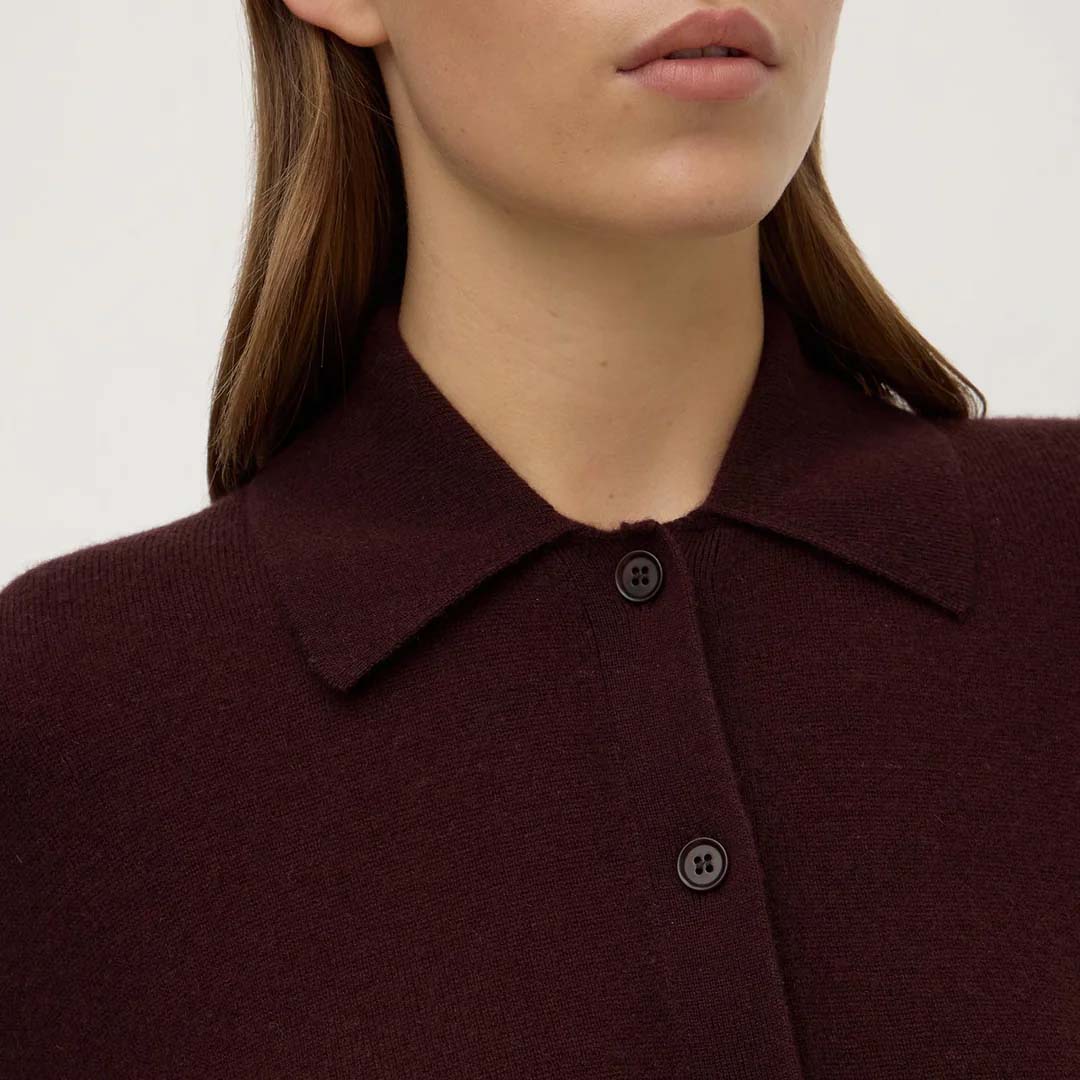 Wool Cashmere Knit Cardigan | Dark Merlot