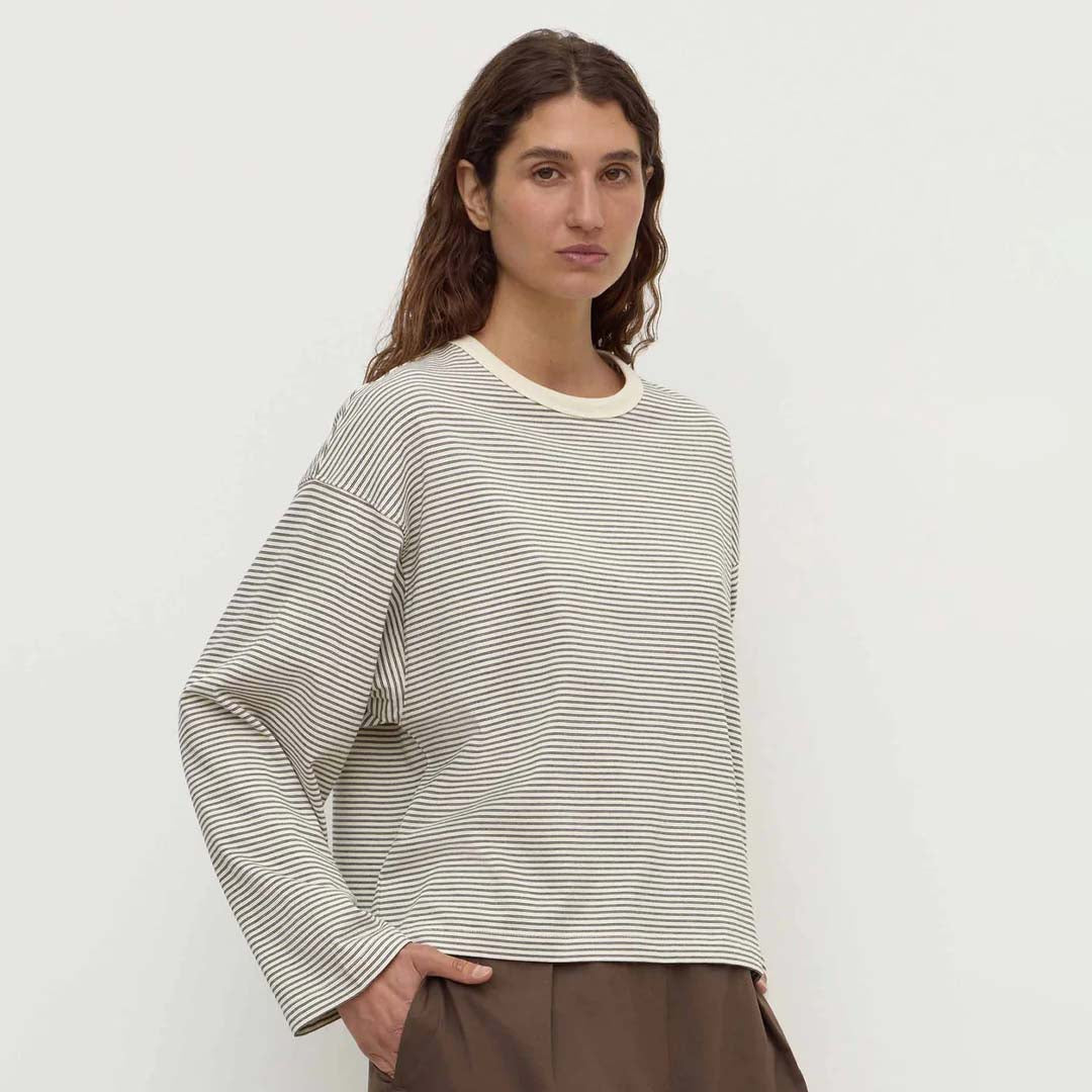 Malone Stripe Wide Sleeve Tee | Cream Black