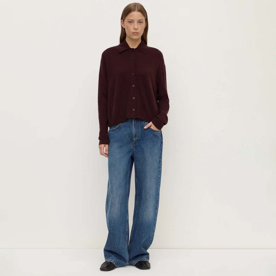 Wool Cashmere Knit Cardigan | Dark Merlot
