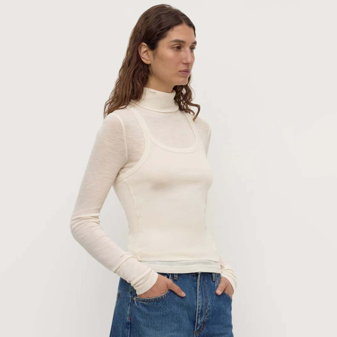 Nora Merino Wool Layered Turtleneck | Snow