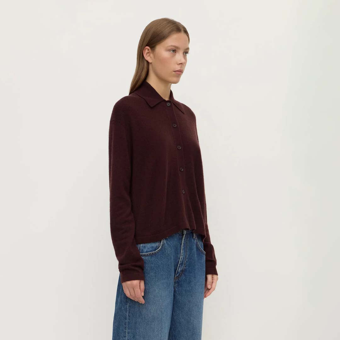 Wool Cashmere Knit Cardigan | Dark Merlot