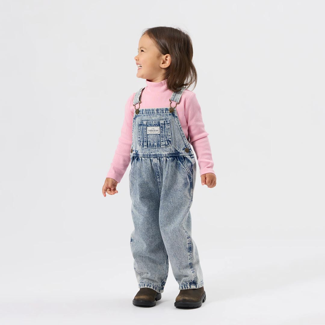 Austin Vintage Washed Denim Overalls | Light Denim