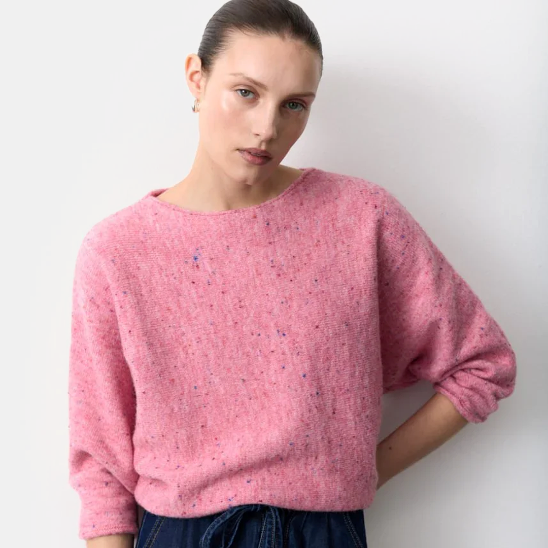 Batwing Speckle Jumper | Pink