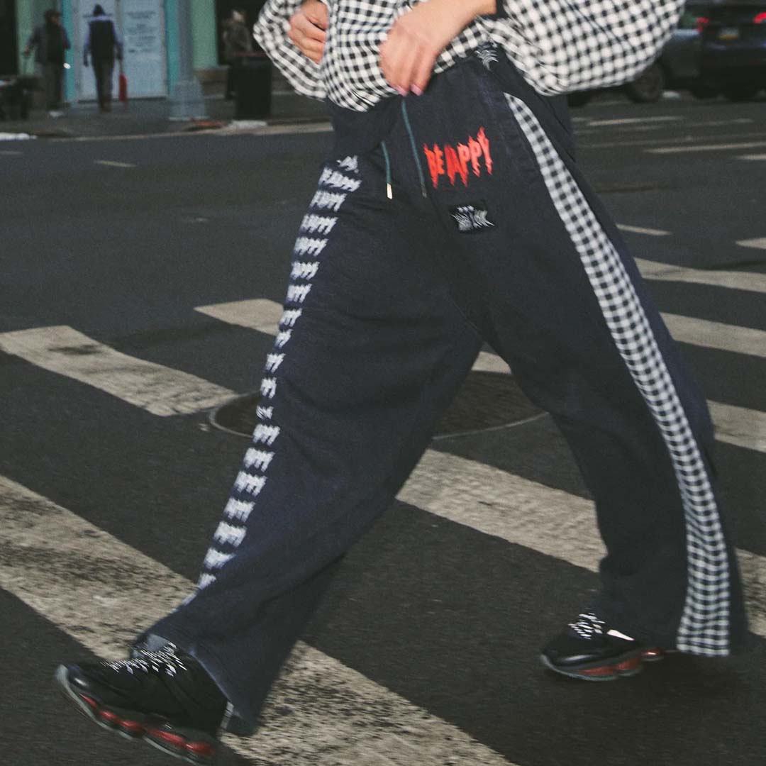 Be Happy Wide Leg Sweat Pants | Gingham