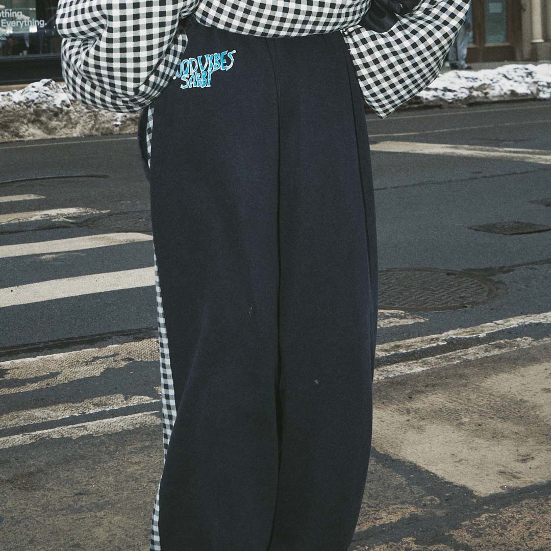 Be Happy Wide Leg Sweat Pants | Gingham