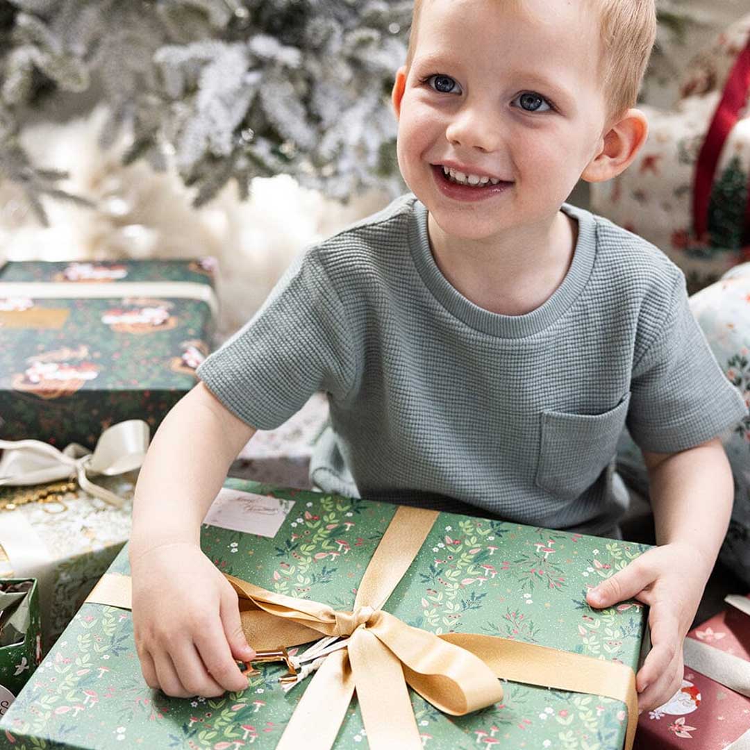 Christmas Gift Wrap Sheet | Jolly Santa + Holly & Twinkle