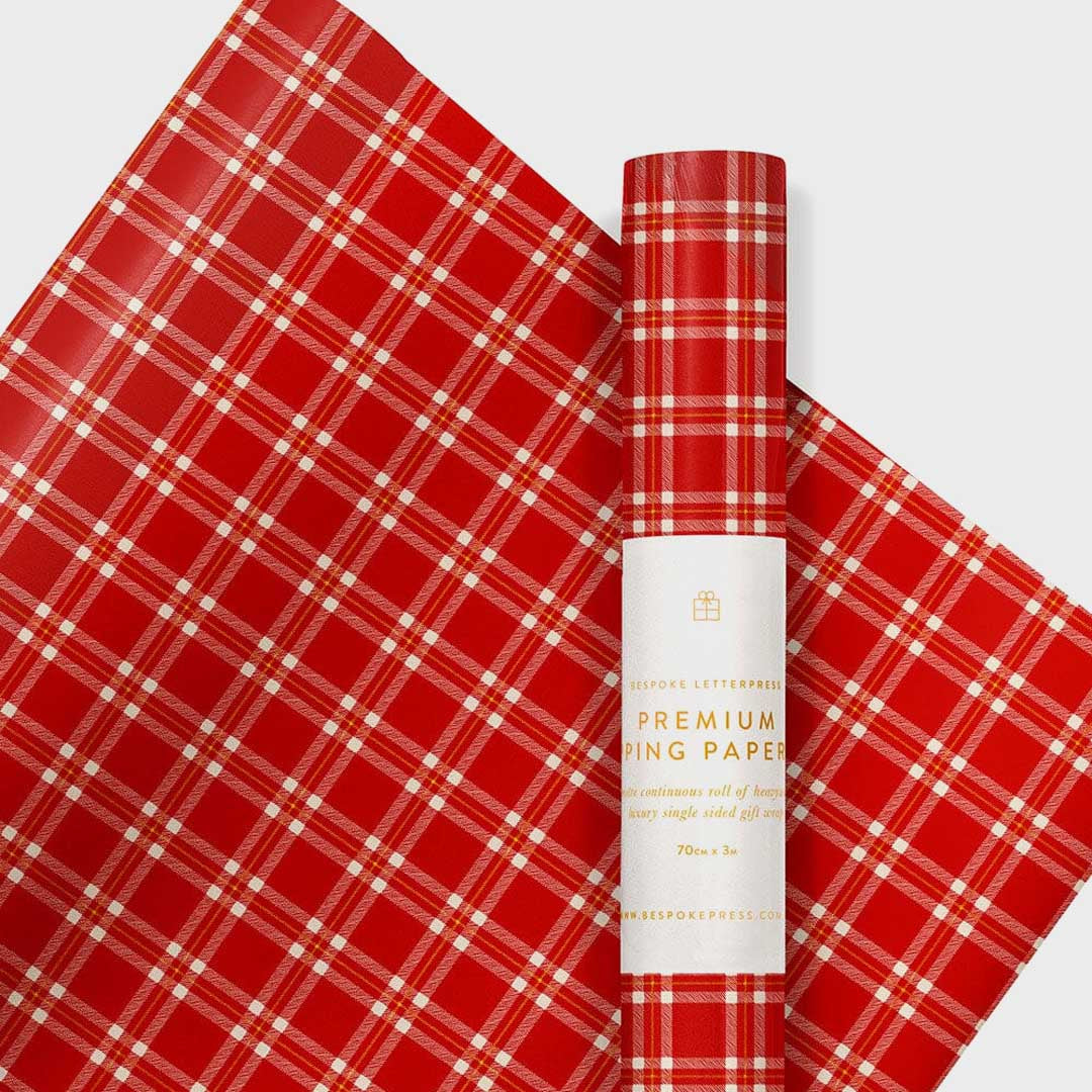 Gift Wrap Roll 3m | Christmas Red Check Plaid