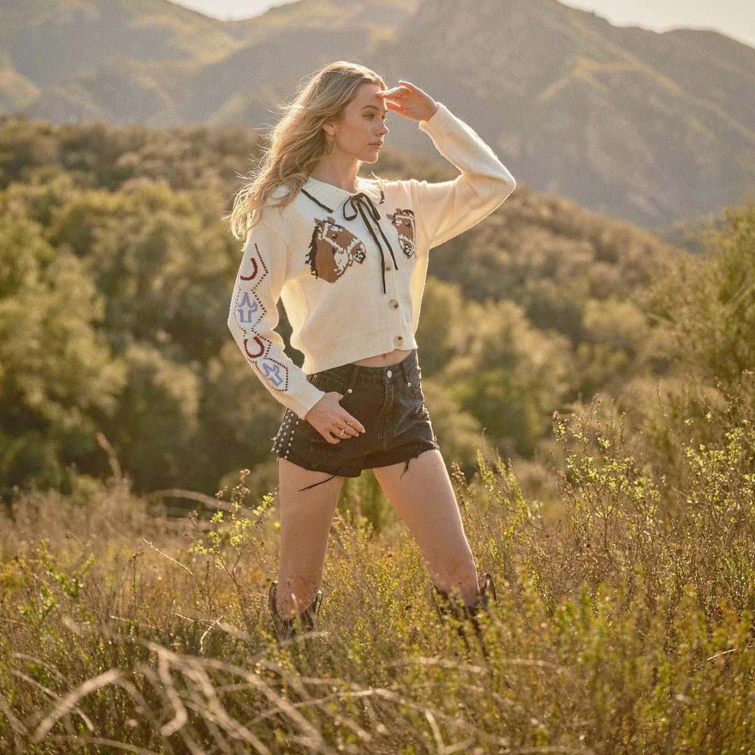 Bow Tie Knit Cardigan | Horse Face