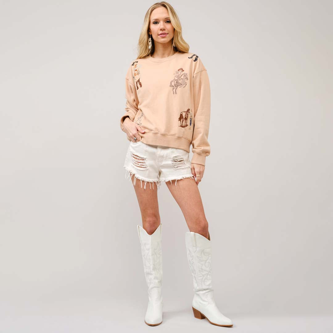 Embroidered Graphic Sweatshirt | Western Motif