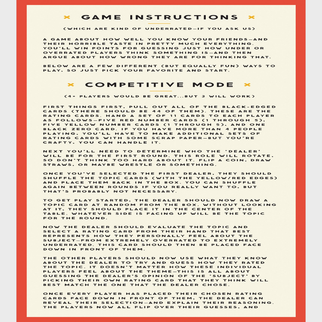 OVERRATED / UNDERRATED | SOCIAL GAME