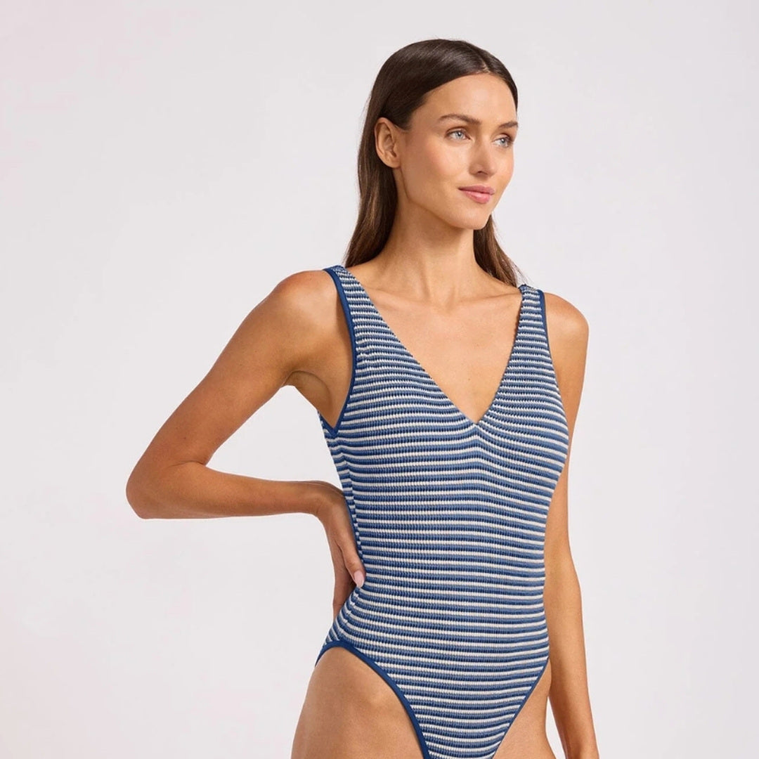 Deep V Neck One Piece | Marine image 2