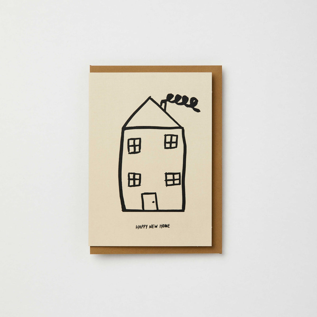Happy new home card with house illustration: Charcoal / With cellos