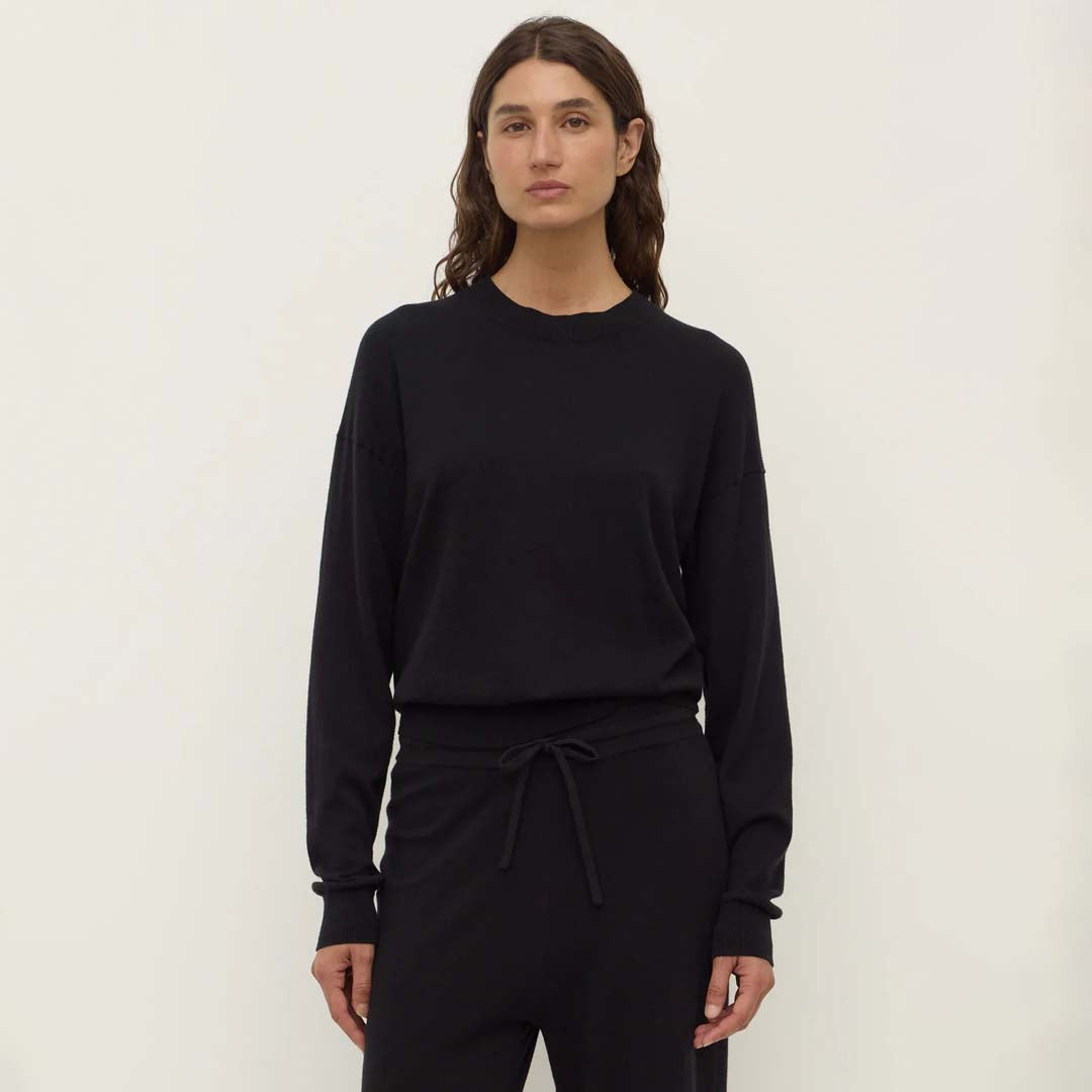 Cotton Cashmere Lounge Sweater | Black