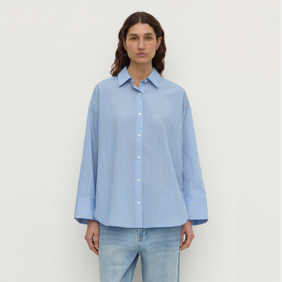 Assembly Label Delaney Italian Stripe Shirt in Blue