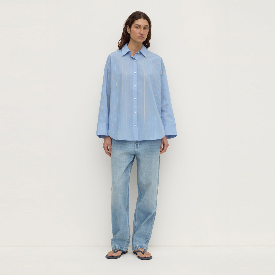 Assembly Label Delaney Italian Stripe Shirt in Blue