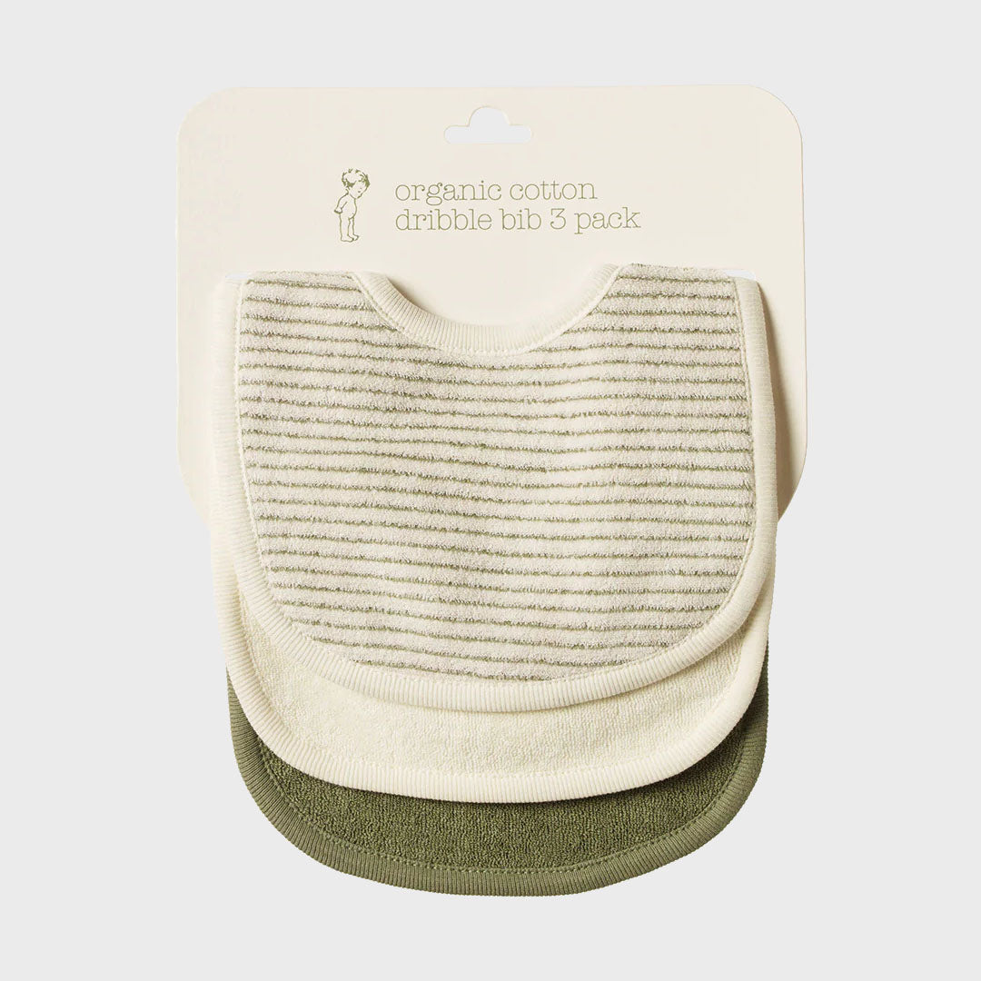 Dribble Bibs 3 Pack | Nettle Pinstripe + Natural +Nettle