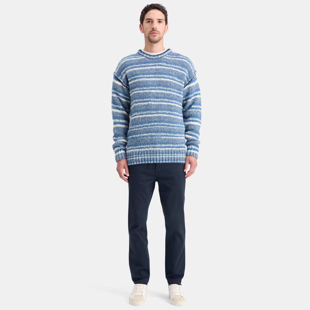 DROP SHOULDER BOUCLE PULLOVER | BLUE MELANGE