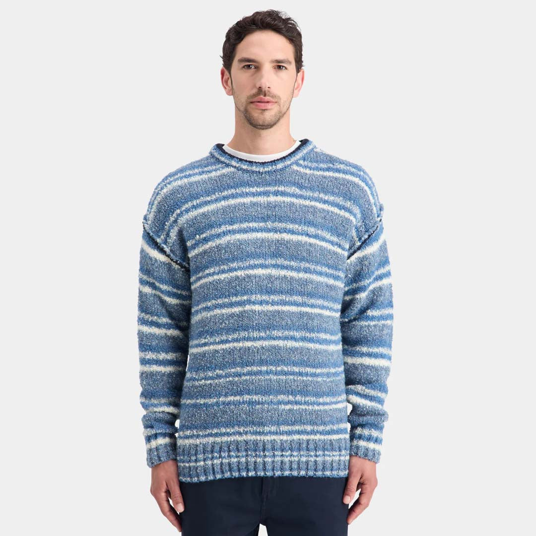 DROP SHOULDER BOUCLE PULLOVER | BLUE MELANGE