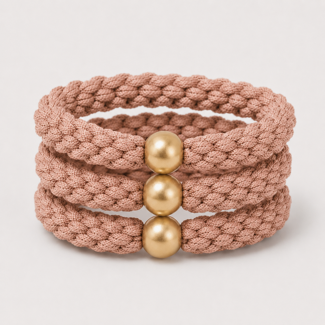 Elastic Braided Hair Tie 3 Pack | Clay Pink