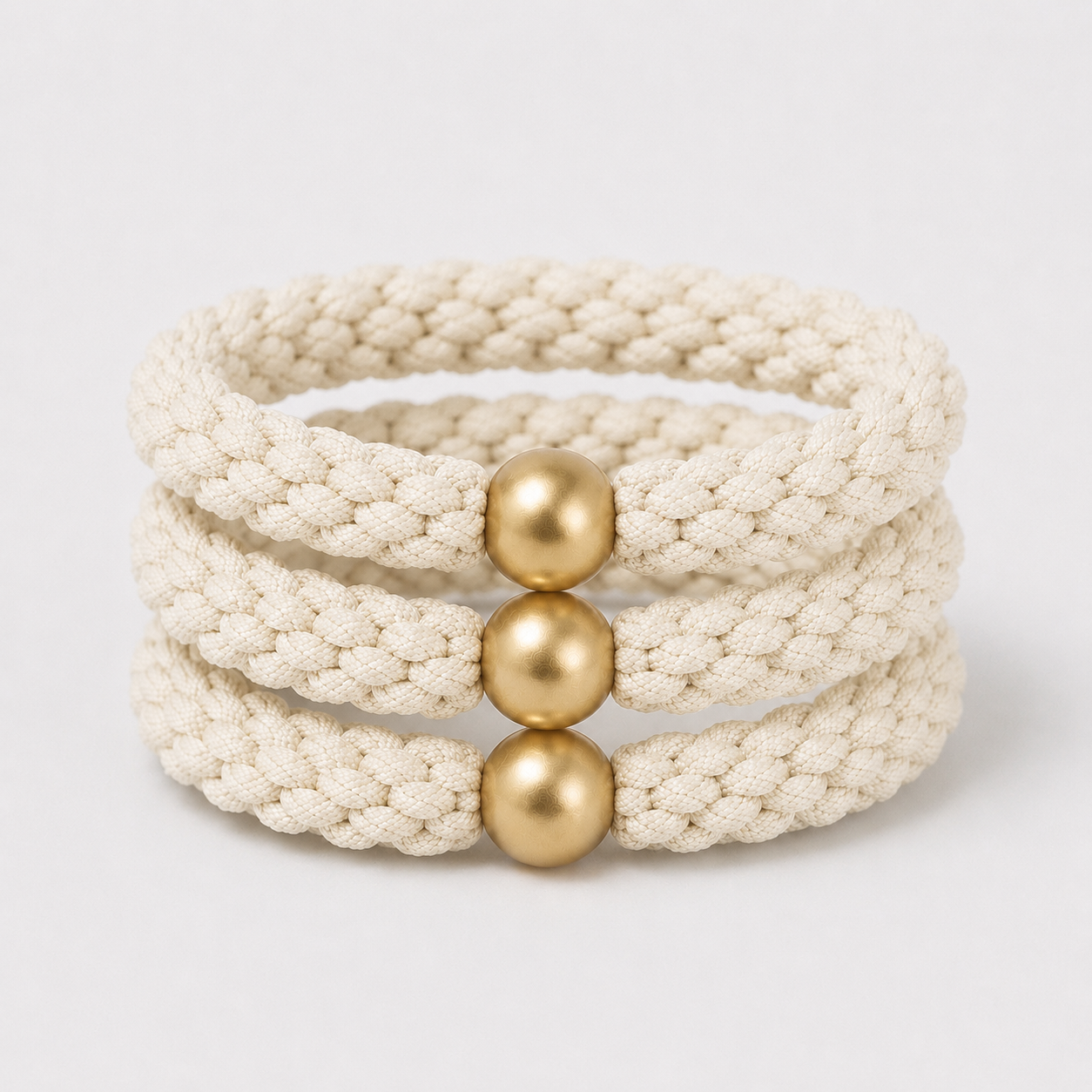 Elastic Braided Hair Tie 3 Pack | Cream