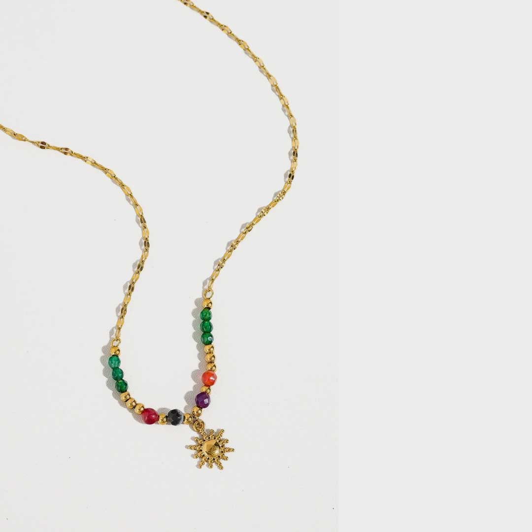 Olimpia 18K Gold Sun Necklace with Beads