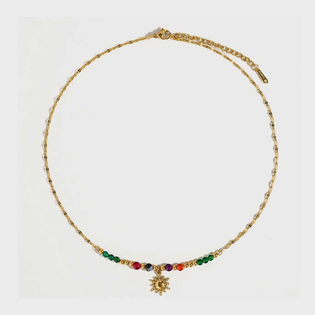Olimpia 18K Gold Sun Necklace with Beads