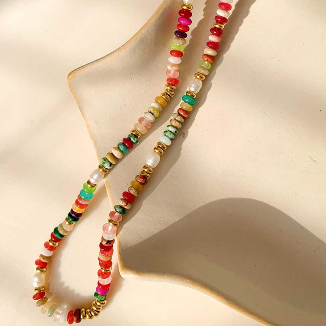 Sunny Boho Colour Beaded Necklace