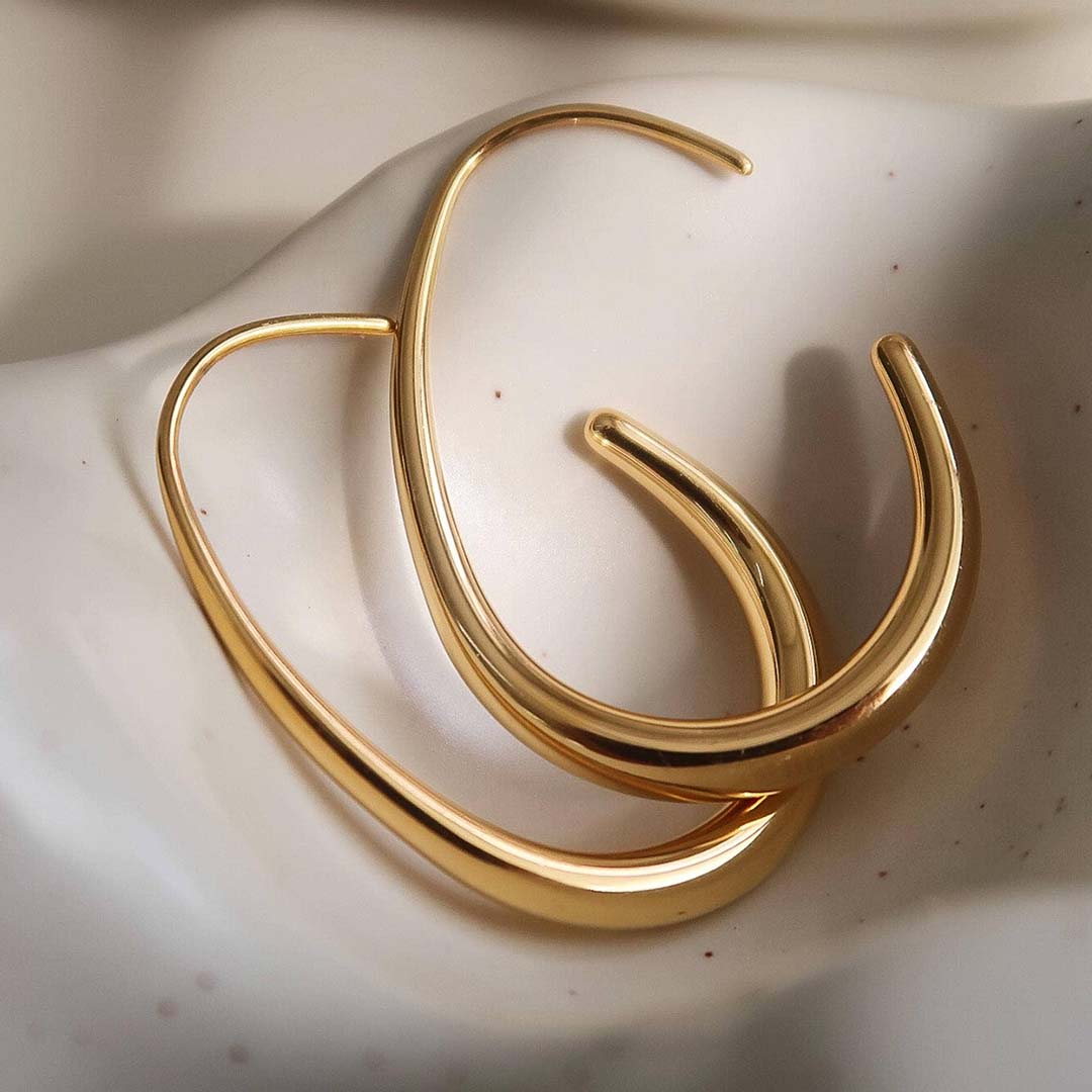 Cyril Minimalist Open Hoop Earrings | 18K Gold