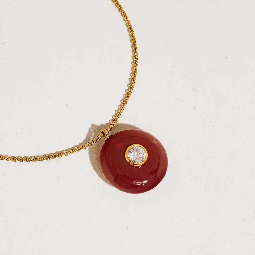 Attica Stone CZ Necklace | 18K Gold Red