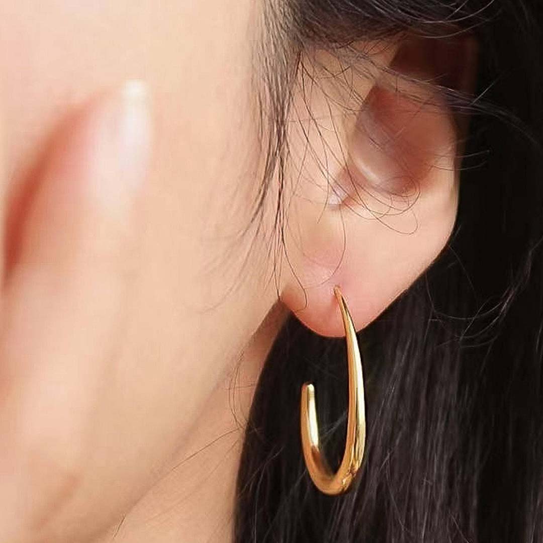 Cyril Minimalist Open Hoop Earrings | 18K Gold