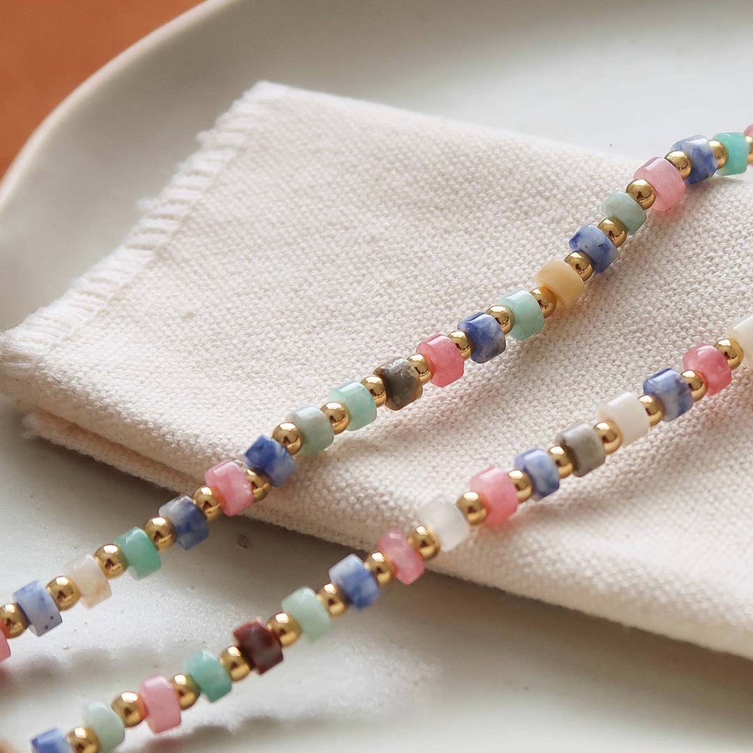 Lyric Bead Boho Necklace | 18K Gold
