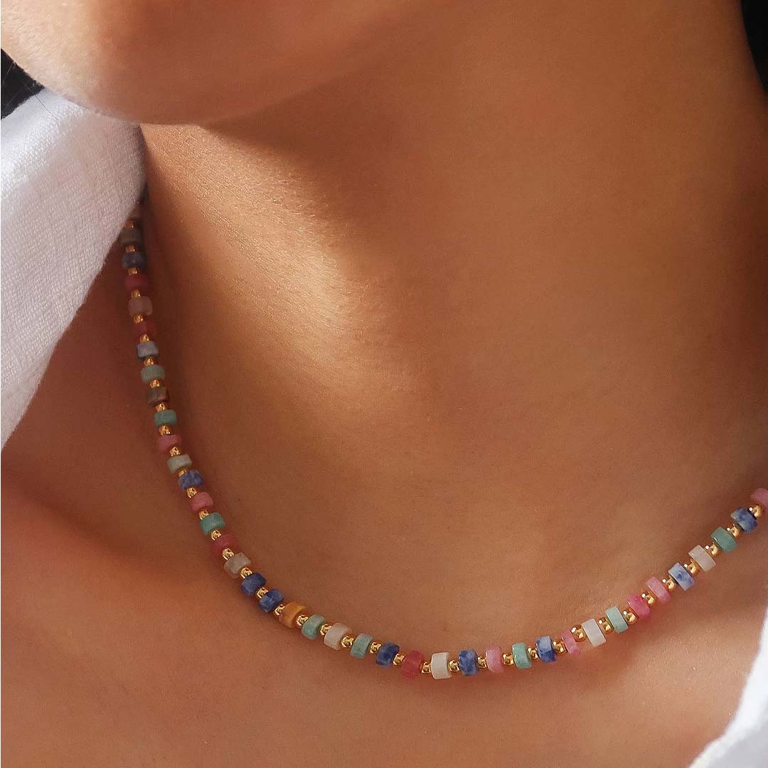 Lyric Bead Boho Necklace | 18K Gold