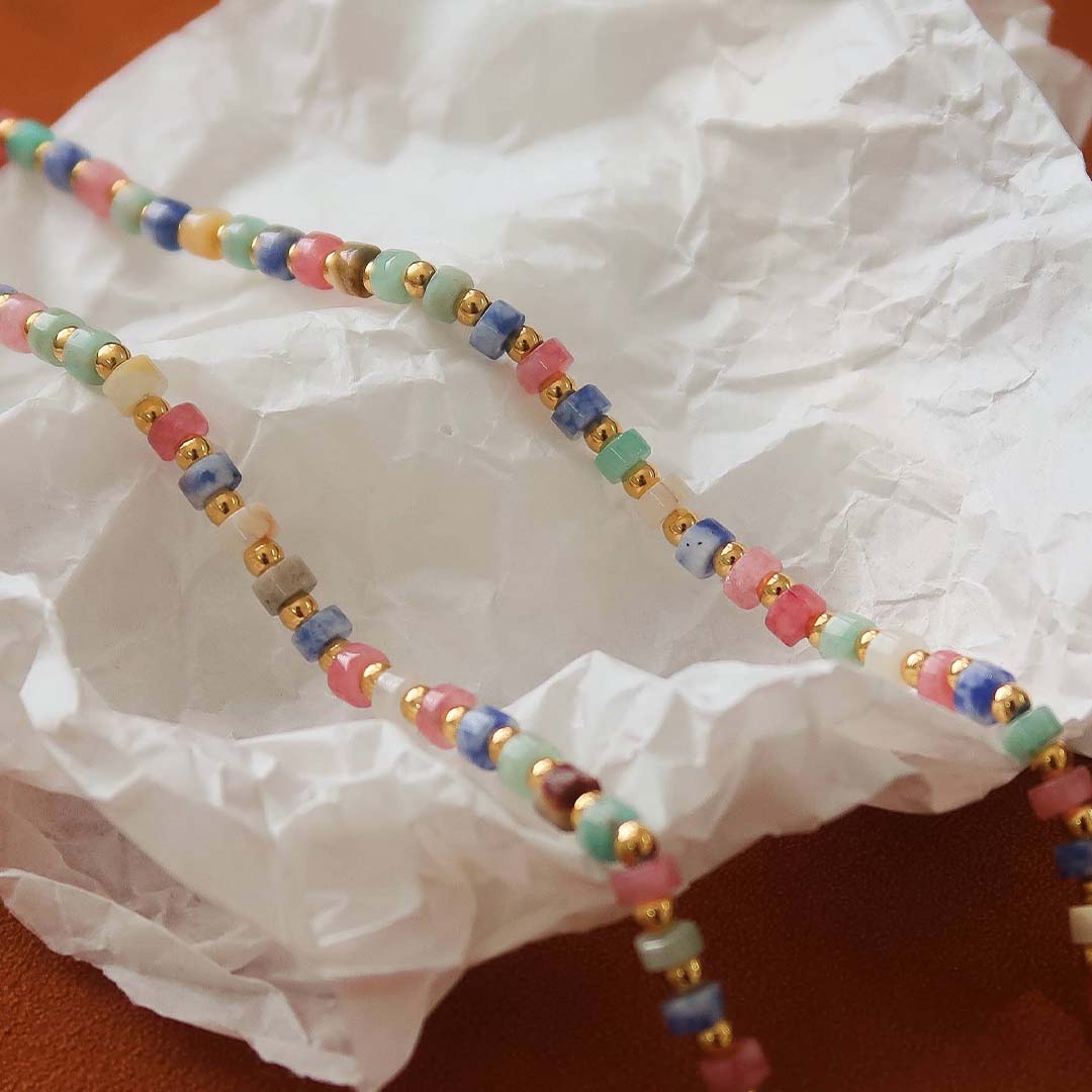 Lyric Bead Boho Necklace | 18K Gold