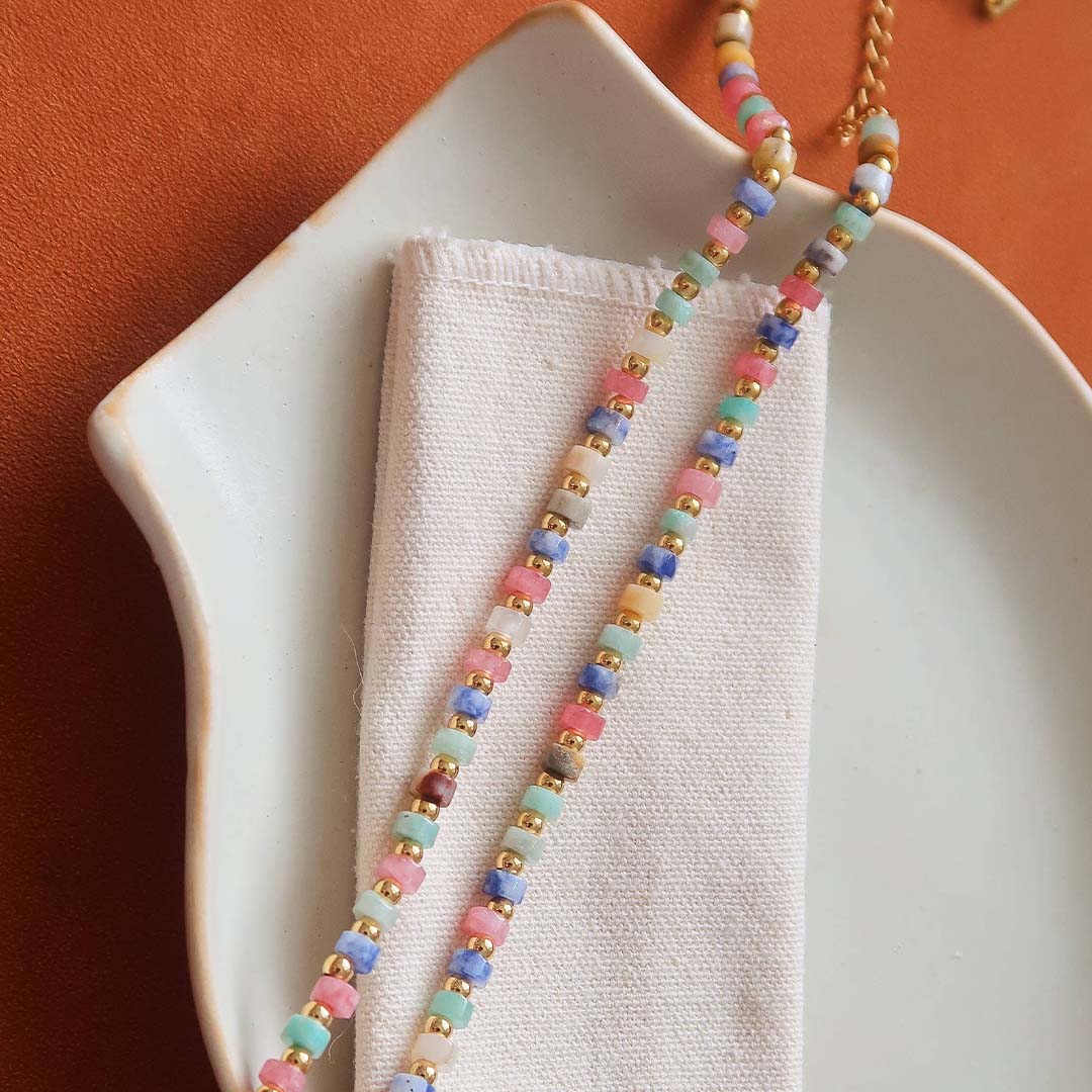 Lyric Bead Boho Necklace | 18K Gold